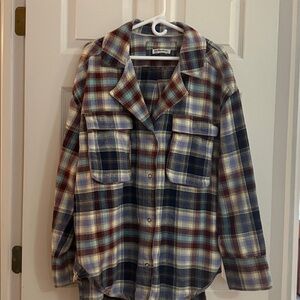 We The Free Plaid Flannel Snap Down Shirt NWOT